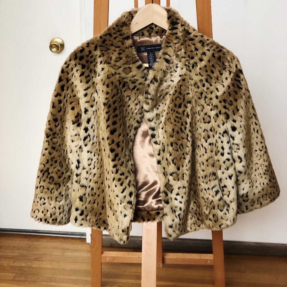 INC international concepts Faux fur cropped bolero